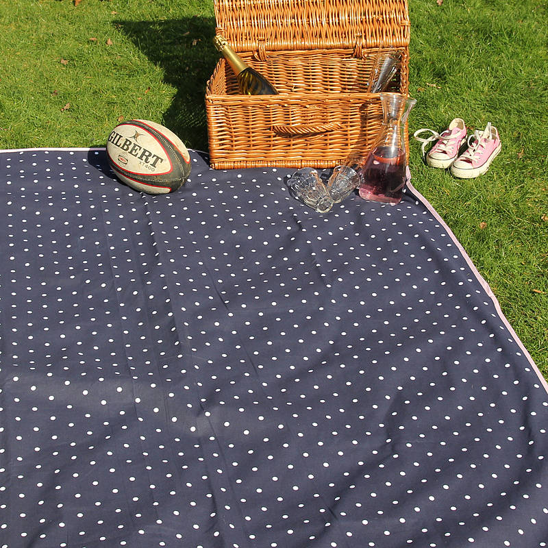 Extra Large Navy Polka Dot Picnic Rug By Just A Joy